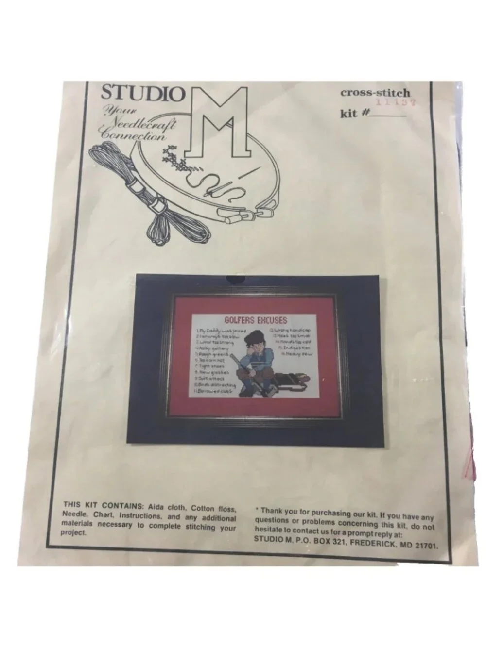 Cross Stitch Kit Studio M Your Needlecraft Connection Golfers Excuses 11137 New